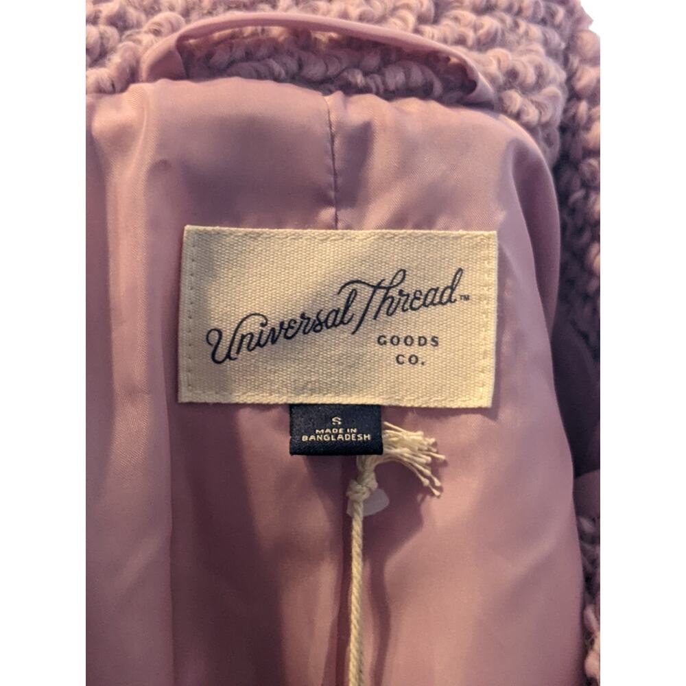 Collared Sherpa Bomber Jacket Universal Thread Mauve‎ S Pink Zip Up Side Pockets - Picture 5 of 9
